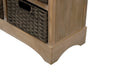 Rustic Storage Cabinet with Two Drawers and Four Classic Rattan Baskets for Living Room