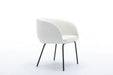 039-Set of 1 Boucle Fabric Dining Chair With Black Metal Legs,Ivory - DTYStore