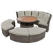 Patio 5-Piece Round Rattan Sectional Sofa Set All-Weather PE Wicker Sunbed Daybed with Liftable Table and Washable Cushions for Outdoor Poolside