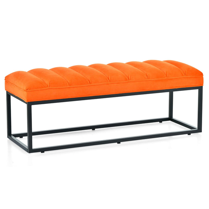 Metal Base Upholstered Bench for Bedroom for Entryway