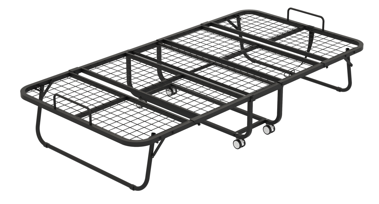 Folding Bed with Mattress 75" x 38" Rollaway Guest Bed Portable Foldable Bed for Adults with 5" Memory Foam Mattress Space-Saving Sturdy Metal Frame Grid Style - DTYStore