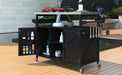 Outdoor Kitchen Island, Rolling Bar Cart & Storage Cabinet, Farmhouse Solid Wood Outdoor Grill Table with Stainless Steel Top, Spice Rack , Towel Rack for Kitchen & Barbecue, Black - DTYStore