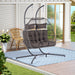 2 Person Outdoor Rattan Hanging Chair Patio Wicker Egg Chair - DTYStore
