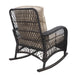 3 Pieces Conversation Set, Outdoor Wicker Rocker Patio Bistro Set, Rocking Chair with Glass Top Side Table - DTYStore