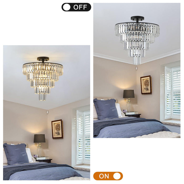 Black large crystal chandelier, modern style chandelier, dining room, living room, bedroom (Bulbs Not Included) - DTYStore
