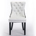 A&A Furniture,Nikki Collection Modern,High-end Tufted Solid Wood Contemporary PU and Velvet Upholstered Dining Chair with Wood Legs Nailhead Trim 2 Pcs Set,White+Black