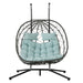 2 Persons Egg Chair with Stand Indoor Outdoor Swing Chair Patio Wicker Hanging Egg Chair Hanging Basket Chair with Stand for Bedroom Living Room Balcony - DTYStore