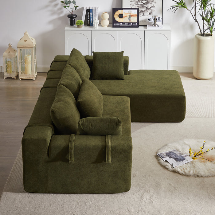 Modern Chenille Upholstered Sectional Sofa Couch Set,Modular 108" L Shaped Sectional Living Room Sofa Set With 6 Pillows,Free Combination Sofa Couch for Living Room,Bedroom(Right Chaise) - DTYStore