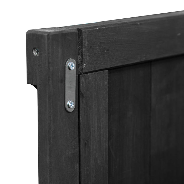 Outdoor Kitchen Island, Rolling Bar Cart & Storage Cabinet, Farmhouse Solid Wood Outdoor Grill Table with Stainless Steel Top, Spice Rack , Towel Rack for Kitchen & Barbecue, Black - DTYStore