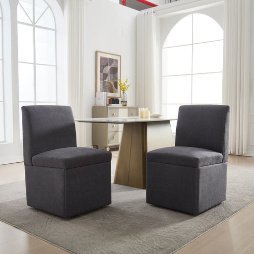 360 Degree Swivel Upholstered Dining Chairs Set of 2 Swivel Dining Room Chairs Kitchen Chairs Casters & Storage Comfy Modern Rolling Chair for Living Room Fabric Armless Chair - DTYStore