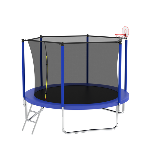 10FT Trampoline for Kids, Basketball Hoop and Ladder, Outdoor Kids Trampoline with Safety Enclosure,Fast Assembly for Backyard Fun,ASTM Approved - DTYStore