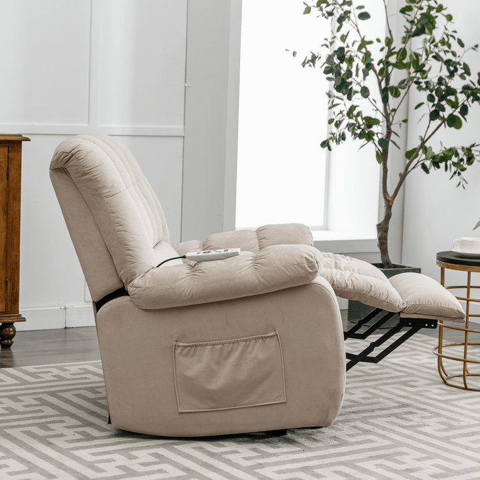 Massage Recliner Chair Electric Power Lift Recliner Chairs with Heat, Vibration, Side Pocket for Living Room Bedroom, Beige