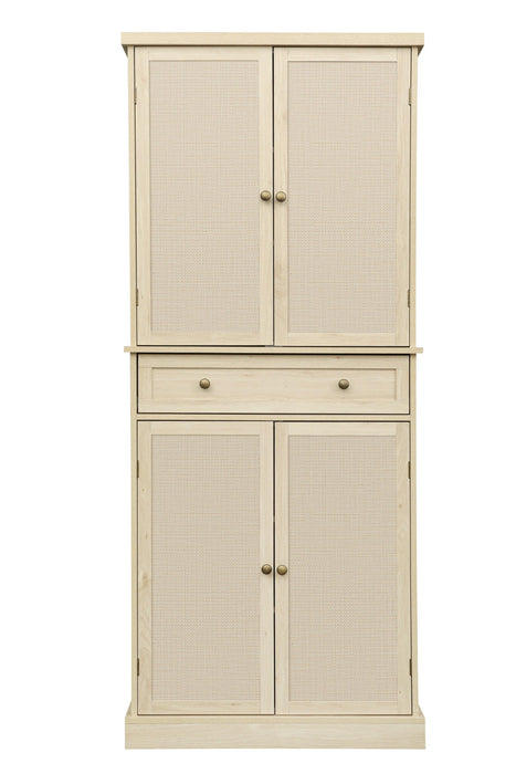 4 Door Cabinet with 1 Drawer, with 4 Adjustable Inner Shelves, Storage Cabinet