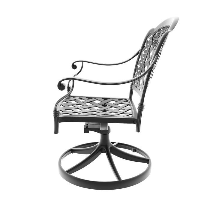 Cast Aluminum Patio Swivel Chair 2PCS With Black Frame and Cushions In Random Colors - DTYStore