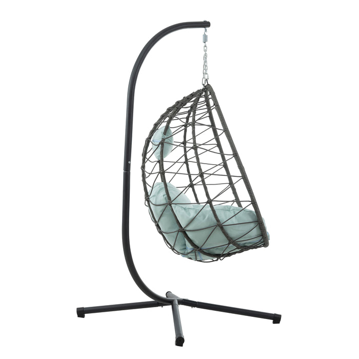 Egg Chair with Stand Indoor Outdoor Swing Chair Patio Wicker Hanging Egg Chair Hanging Basket Chair with Stand for Bedroom Living Room Balcony - DTYStore