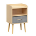 2PC Nightstand With Collapsible Fabric Drawer, 2-Tier Storage End Table, Wood Side Table with Storage Cabinet for Bedroom, Living Room - Oak - DTYStore