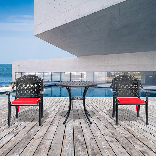 (Cushions In Random Colors)3-Piece Set Of Cast Aluminum Patio Furniture With Cushions - DTYStore