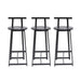 27''H Barstool Set of 3 Wooden Round Bar Stools with Footrest Modern Kitchen Chairs for Counter (Black & Black) - DTYStore