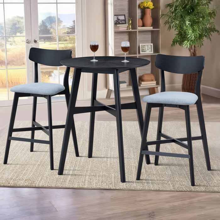 Wooden Bar Chairs Set of 2, Modern Soft Upholstered Kitchen Island Chairs, Counter Height Stool with Backrest,Wooden Frame Chairs with Footrest for Pub,Living Room,Restaurant,Black - DTYStore