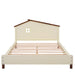 3-Pieces Bedroom Sets Full Size Platform Bed with Nightstand and Storage dresser,Cream+Walnut