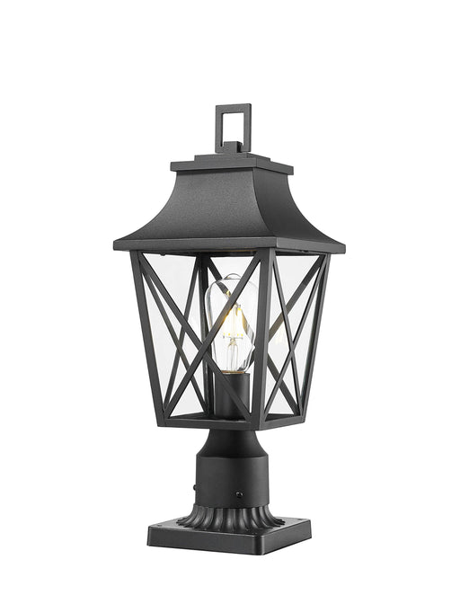 Outdoor Post Light, Black Pole Lantern Lighting Fixture with Pier Mount Base Hard Wired, Outdoor Column Lights Exterior Lamp Post Lantern with Glass for Garden Yard Patio Path (1 pack) - DTYStore