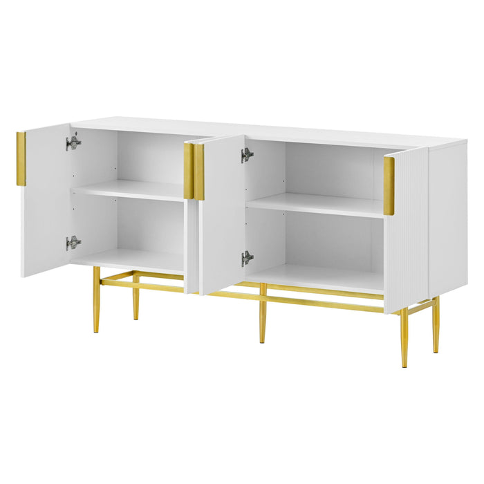 Modern Elegant 4-door Sideboard Gold Metal Handle Buffet Cabinet for Dining Room, Living Room, Bedroom, Hallway