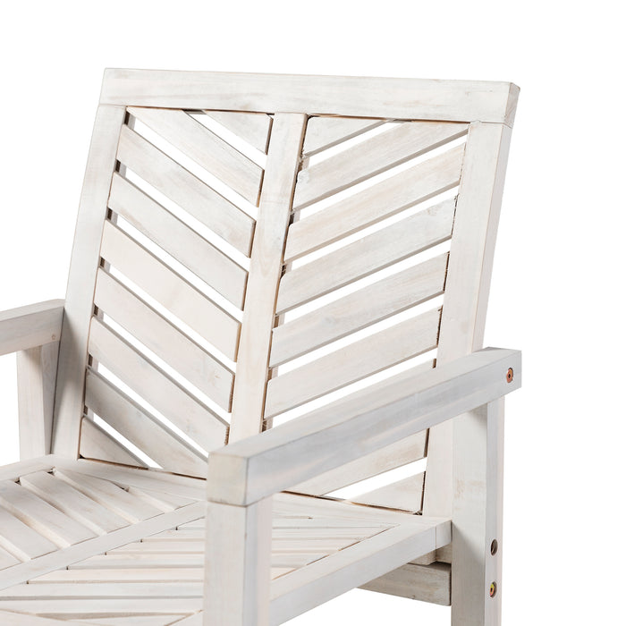 Modern Chevron Patio Chairs, Set of 2 - White Wash - DTYStore