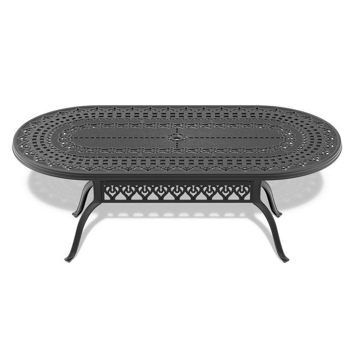 7-Piece All-Weather Cast Aluminum Dining Set, Include 2 Swivel Chairs,4 Dining Chairs and Oval Table With Black Frame - DTYStore