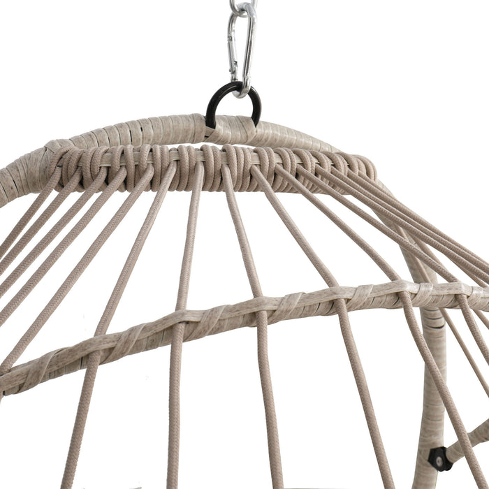Outdoor garden rattan egg swing chair hanging chair PE hanging chair blue - DTYStore