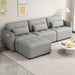 113.3" Convertible Sectional Sofa Couch 3-Seat L-Shaped with Movable Ottoman and USB