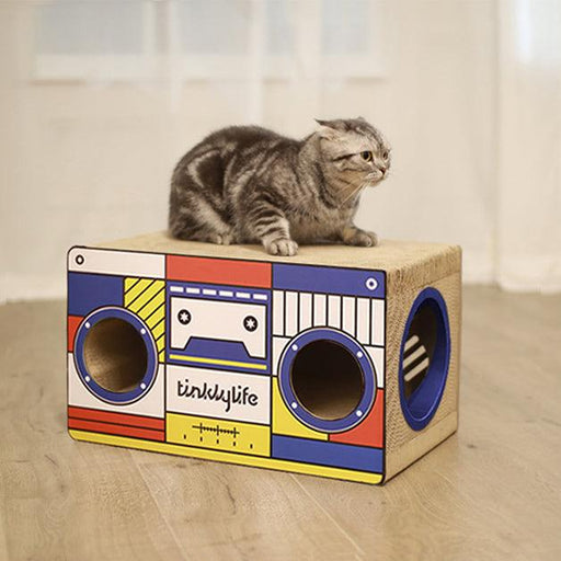 Cat Condo Scratcher Post Cardboard, Rectangle Shape Stereo Pattern Cat Scratching House Bed, Green Colour - DTYStore