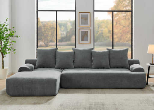 110.25x67'' Modern Upholstered L-Shape Sectional Sofa Couch, Modular Compressed Sofa with Free Combination for Living Room Bedroom, Melange Velvet, Grey - DTYStore