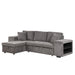 104.5" Modern L-Shape 3 Seat Reversible Sectional Couch, Pull Out Sleeper Sofa with Storage Chaise and 2 Stools for Living Room Furniture Set,Knox Charcoal