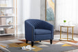 COOLMORE Barrel Chairs with Soft Padded Armrest, Club Chairs with nailheads and solid wood legs for Living Room Bedroom Waiting Room (Navy linen)