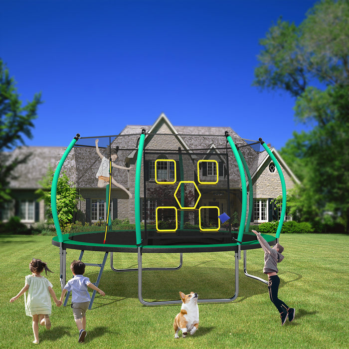 12FT Trampoline, Outdoor Trampolines for Kids and Adults, Recreational Trampoline with Enclosure Net & Ladder, Round Trampoline ASTM Approved - DTYStore