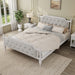 Traditional Style Solid Wood Bed Frame with Upholstered Tufted Headboard,No Box Spring Needed,Queen Size, Antique White - DTYStore