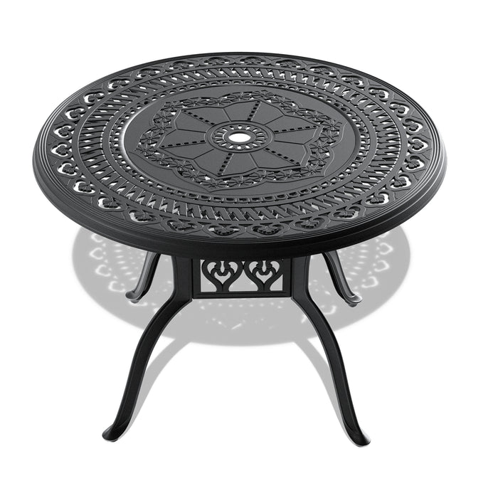 5-Piece All-Weather Cast Aluminum Dining Set, Include 4 Swivel Chairs and 39.37' Round Table With Black Frame - DTYStore