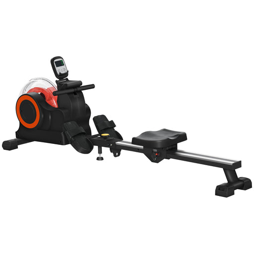 Soozier Water Rowing Machine, Foldable Rower Machine with Adjustable Resistance, Wheels, LCD Monitor and Tablet Holder for Home Cardio Training, Red - DTYStore