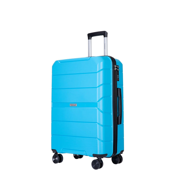 Hardshell Suitcase Spinner Wheels PP Luggage Sets Lightweight Suitcase With TSA Lock,3-Piece Set (20/24/28) ,Light Blue