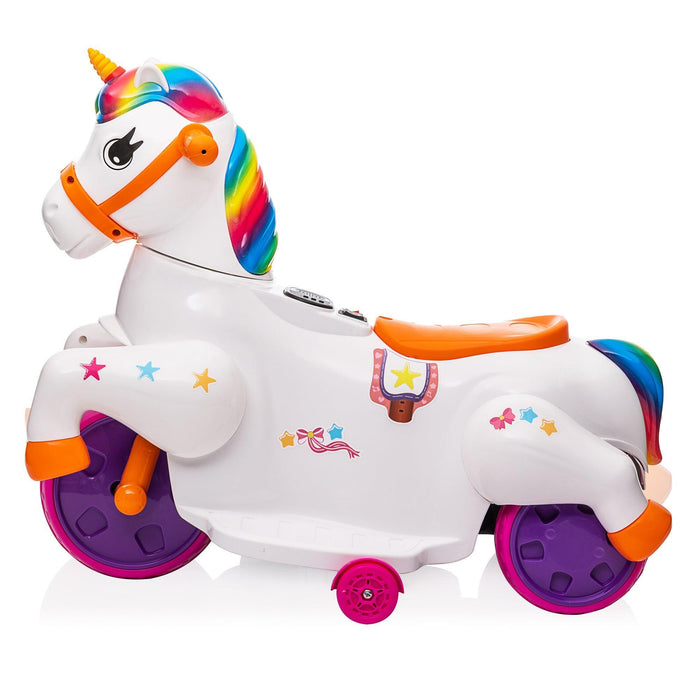 Unicorn Stroller and Electric Toy Bike with Training Wheels for Kids 3-6