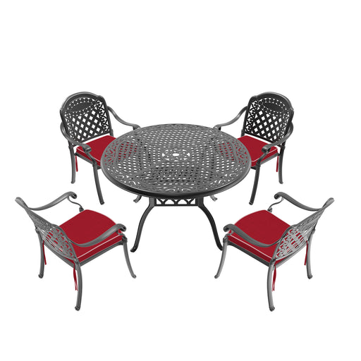 (Cushions In Random Colors)5-Piece Set Of Cast Aluminum Patio Furniture With Cushions - DTYStore