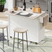 Kitchen Island with Trash Can Storage Cabinet, Kitchen Cart with Drop Leaf, Spice Rack, Towel Rack and Drawer, Rolling Kitchen Island on Wheels with Adjustable Shelf, White - DTYStore