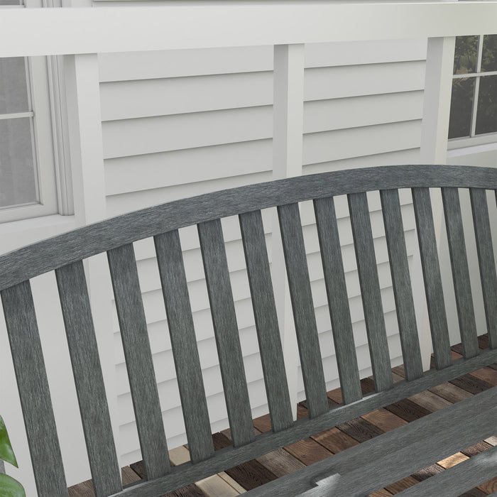 Outsunny 46' Outdoor Garden Bench, Metal Bench, Wood Look Slatted Frame Furniture for Patio, Park, Porch, Lawn, Yard, Deck, Gray - DTYStore