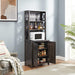 Coffee Bar Cabinet Kitchen Cabinet with Microwave Stand Metal Frame Side Home Source Bar Cabinet Cabinet and Hollow out Barn Design Wood Cabinet L26.77''*W15.75''*H67.32'' Charcoal Gray