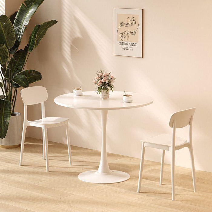 White Round Table, Modern Dining Table, MDF Top and Steel B0ase Tulip Round Kitchen Table, Mid Century Coffee Table for Living Room 24 Inch. - DTYStore