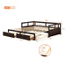 Wooden Daybed with Trundle Bed and Two Storage Drawers , Extendable Bed Daybed,Sofa Bed for Bedroom Living Room,Espresso - DTYStore