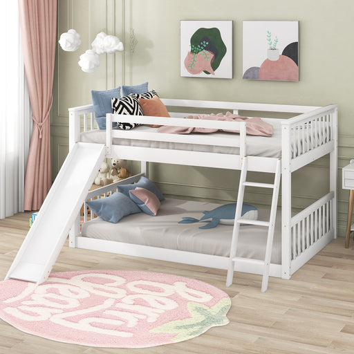 Full over Full Bunk Bed with Convertible Slide and Ladder, White(Old SKU: GX000708AAK) - DTYStore