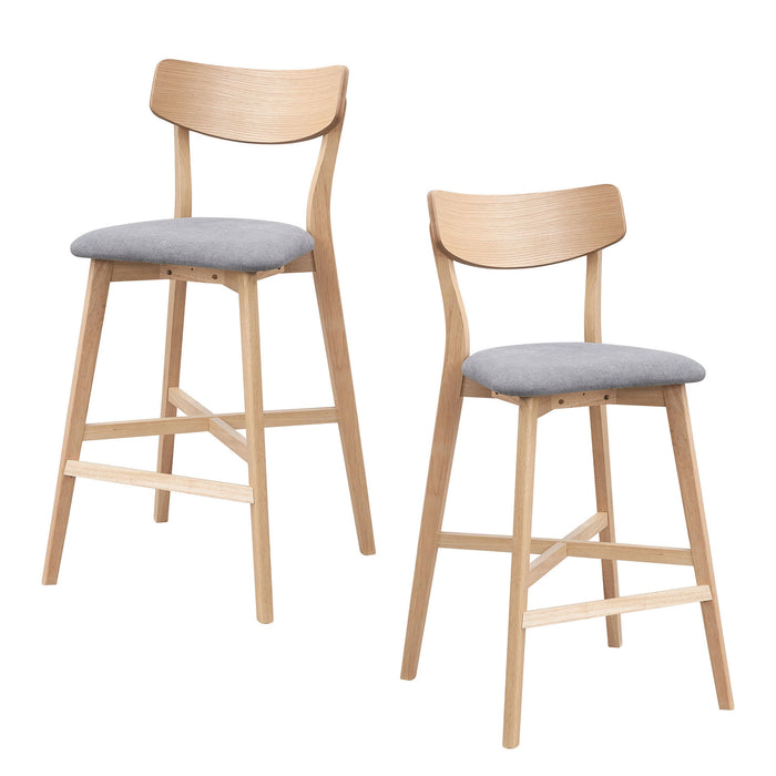 Wooden Bar Chairs Set of 2, Modern Soft Upholstered Kitchen Island Chairs, Counter Height Stool with Backrest,Wooden Frame Chairs with Footrest for Pub,Living Room,Restaurant,OAK - DTYStore