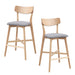 Wooden Bar Chairs Set of 2, Modern Soft Upholstered Kitchen Island Chairs, Counter Height Stool with Backrest,Wooden Frame Chairs with Footrest for Pub,Living Room,Restaurant,OAK - DTYStore