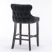 A&A Furniture,Contemporary Velvet Upholstered Wing-Back Barstools with Button Tufted Decoration and Wooden Legs, and Chrome Nailhead Trim, Leisure Style Bar Chairs,Bar stools,Set of 2 (Black)